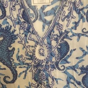 Barbara Gerwit Blue and White Embroidered Women's Tunic